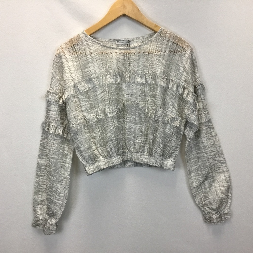 Zara Gray Textured Crop Top